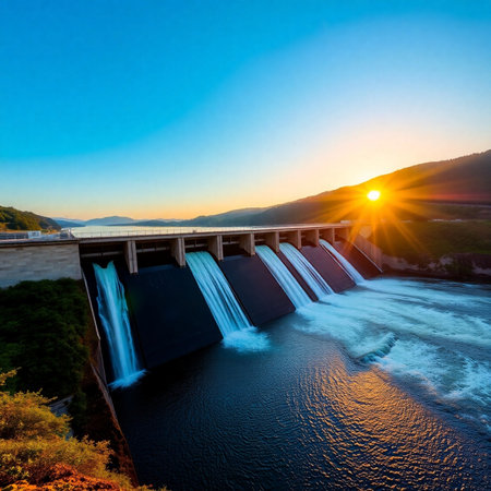 Landscape of Horseshoe Dam at sunset, Ontario, Canadaの素材