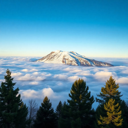 Panoramic view of Mount Etna in clouds, Sicily, Italyの素材