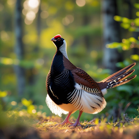 Pheasant (Lophophanes colchicus) in the forestの素材