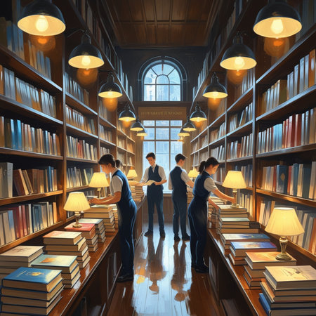 A group of students in a library. Concept of education and knowledge.の素材