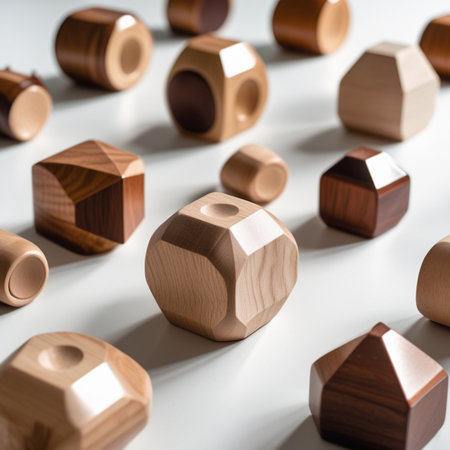 Wooden toy blocks on a white background. The concept of creativity.の素材