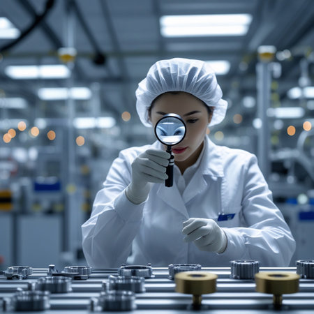 scientist looking through magnifying glass in the laboratory, Asianの素材