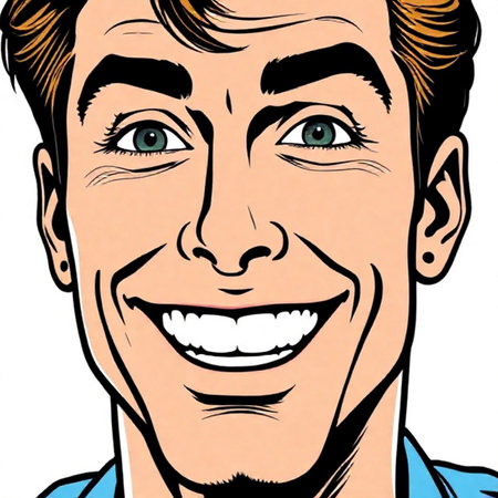 man face on white background, pop art, comic book, vector illustrationの素材