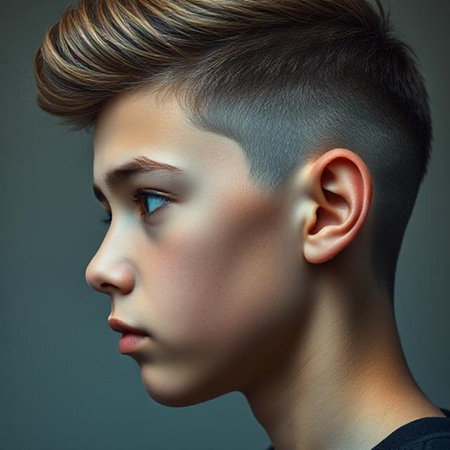 Portrait of a handsome young man with stylish hairstyle. Beauty, fashion.の素材