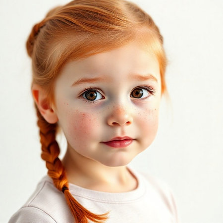 Portrait of a cute red-haired girl with frecklesの素材
