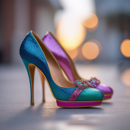 Womens shoes on the background of a bokeh.の素材