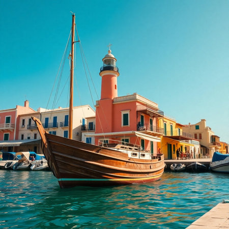Fishing boats in the harbor of Chania, Crete, Greeceの素材
