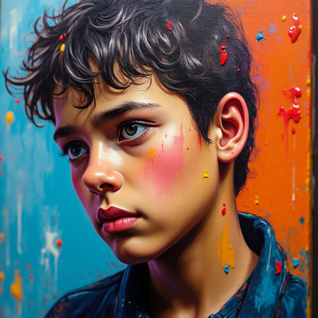 Portrait of a beautiful young woman with creative make-up.の素材