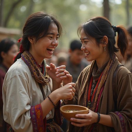 Unidentified people at the Holi festival in Kolkata, West Bengal, Indiaの素材