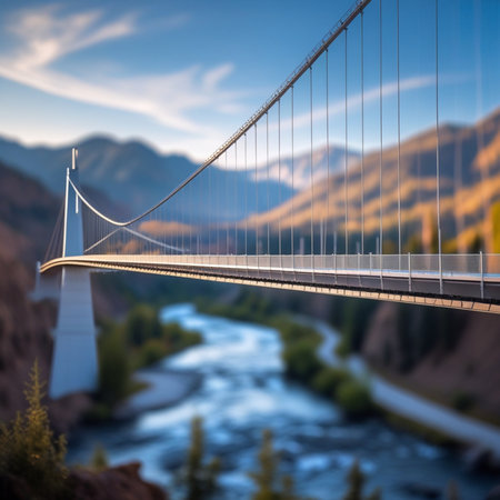 Suspension bridge over the Colorado river in Colorado, USA.の素材