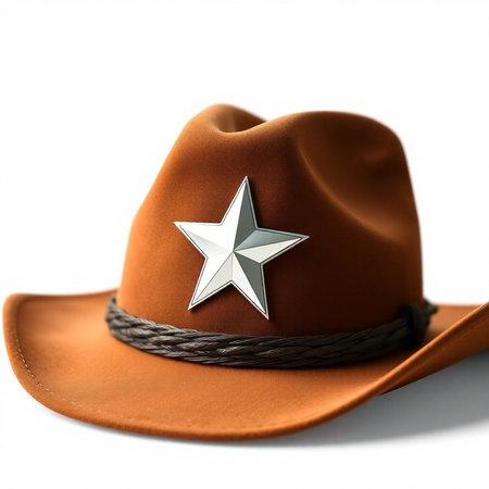 Cowboy hat with a star on a white background. 3d renderingの素材