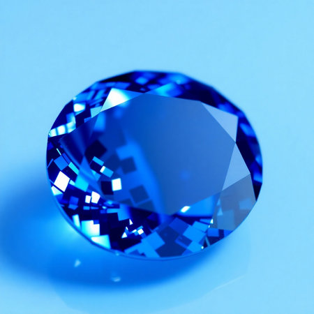 Blue sapphire on blue background (high resolution 3D image)の素材