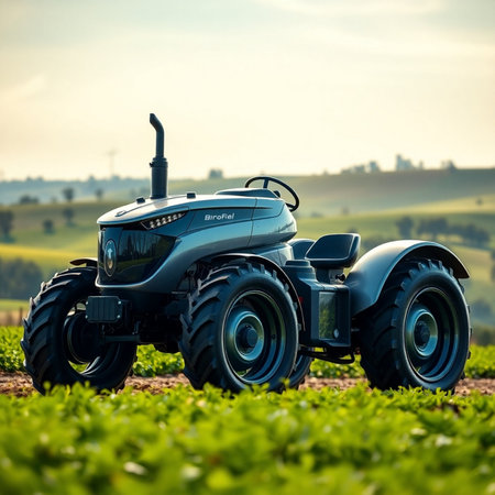 Tractor on the field. Tractor on the field. Agricultural industryの素材