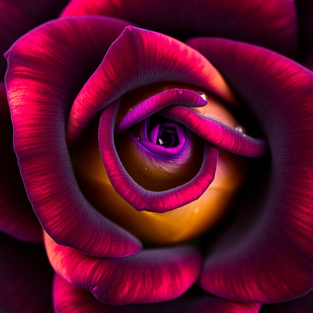 Macro image of beautiful red rose flower with petals close upの素材