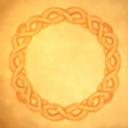 celtic knot on a yellow background, closeup of photoの素材