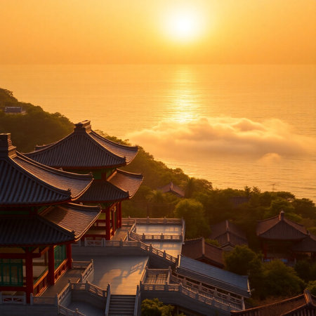 Beautiful landscape view of Changdeokgung Palace at sunset in Seoul, South Koreaの素材