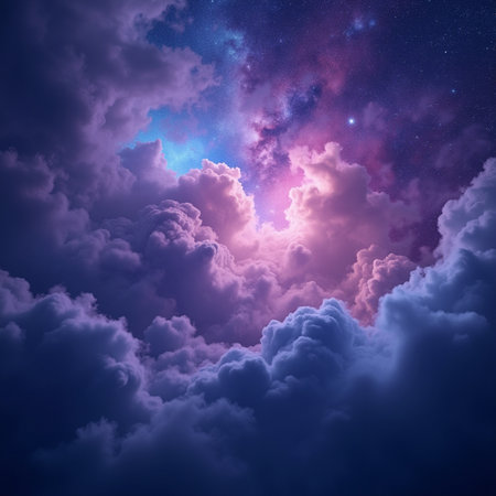 night sky with clouds and stars, nature abstract background for your designの素材