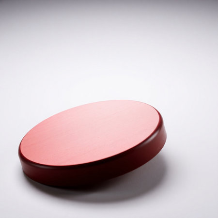 Red round box on a white background, 3d render, verticalの素材