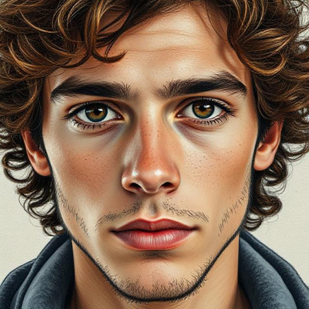 Portrait of a handsome young man. Close-up portrait.の素材