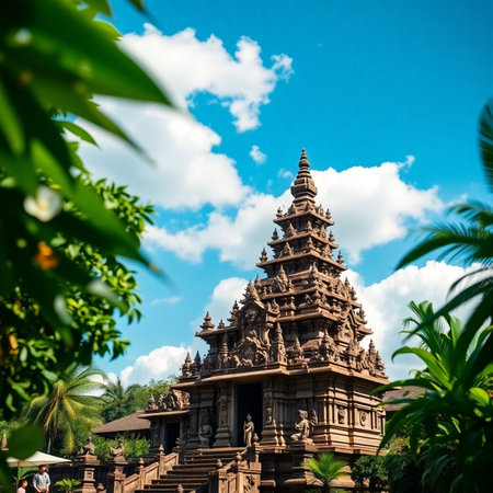 Hindu temple in Bali, Indonesia on a sunny day.の素材