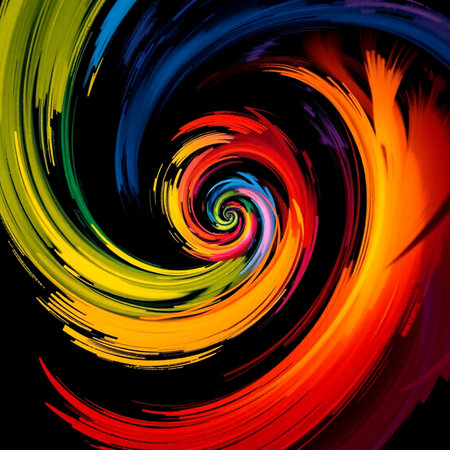 Abstract colorful spiral on black background. Vector illustration for your design.の素材