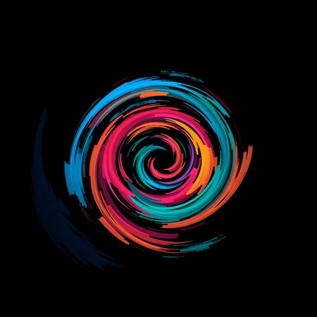 Colorful spiral on a black background. Vector illustration for your designの素材