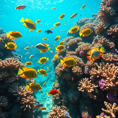 Wonderful and beautiful underwater world with corals and tropical fish.の素材