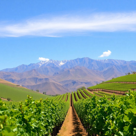 Vineyards in the valley of Sichuan Province, China.の素材