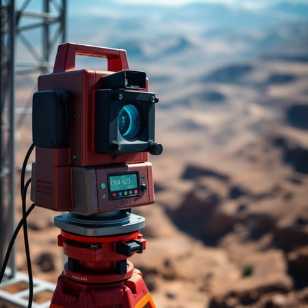 Surveyor equipment at the construction site. Theodolite or total station.の素材