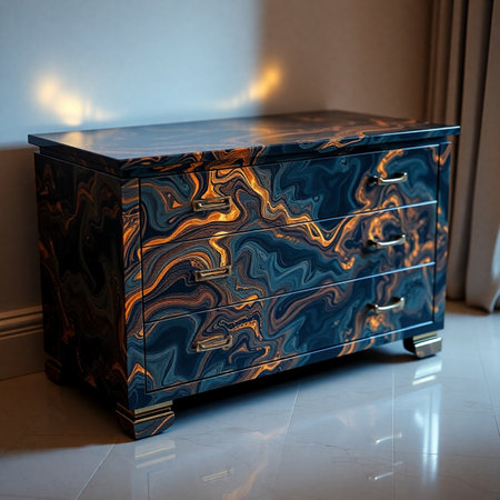 wooden chest of drawers in the interior of the living roomの素材