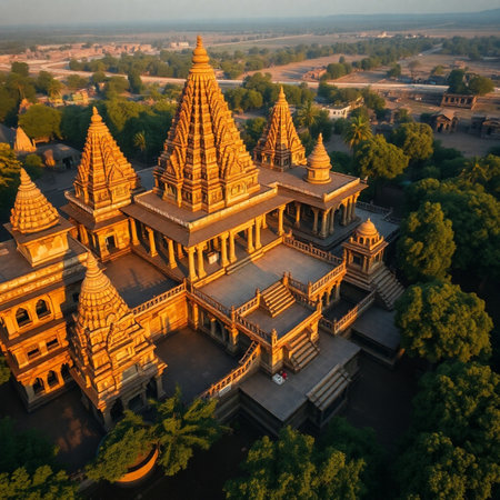 Aerial view of Bagan pagoda, Myanmar. Bagan is the capital and largest city of Myanmar.の素材