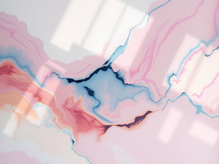 Abstract background with pink and blue acrylic paint. Liquid marble pattern.の素材