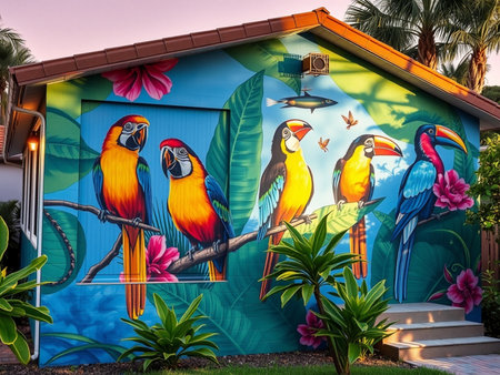 Colorful street art at Ocean drive in Miami Beach, Florida.の素材