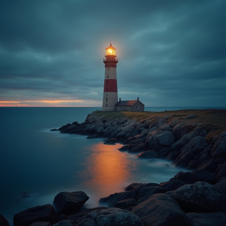 Lighthouse in the evening. Long exposure. Long exposure photography.の素材