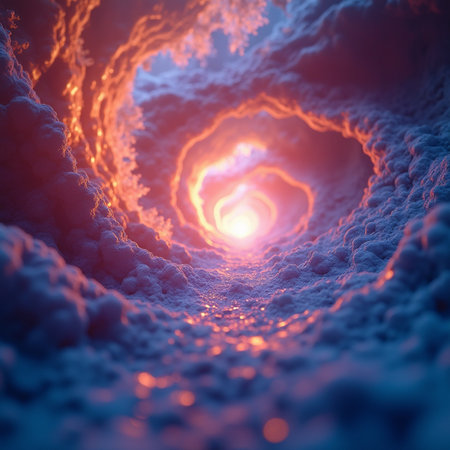 3D illustration of a fantasy portal in the form of a tunnelの素材