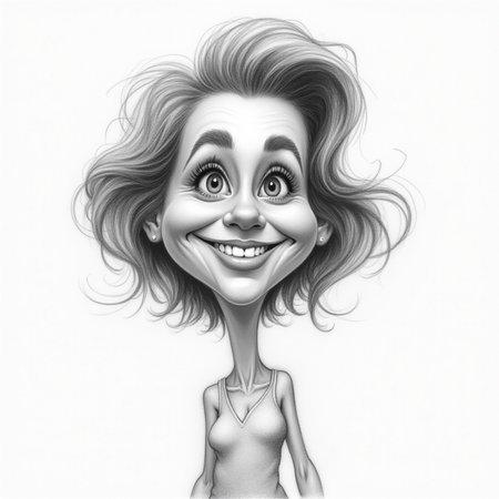3d Illustration of a Woman with a Smile on her Faceの素材