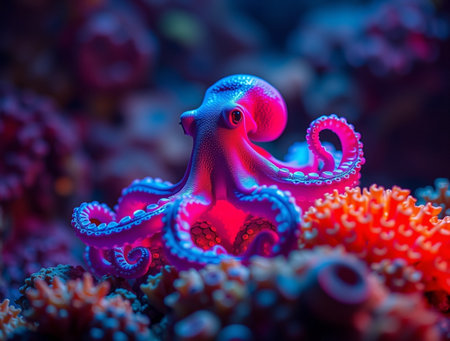 Octopus on coral reef in the Red Sea. Underwater world.の素材
