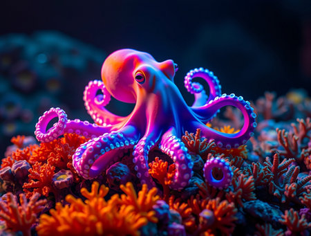 Octopus on a coral reef in the Red Sea, Egypt.の素材