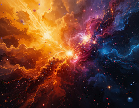 Abstract space background with stars and nebula, computer-generated image.の素材