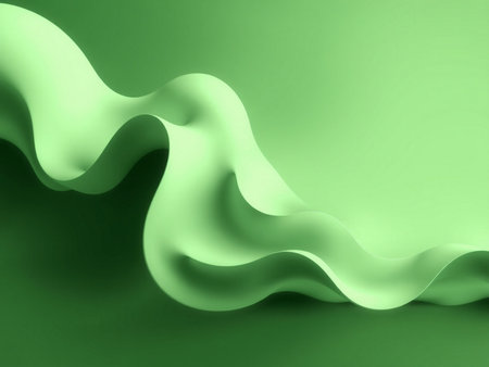 abstract background with smooth wavy lines in green colors. 3d renderの素材