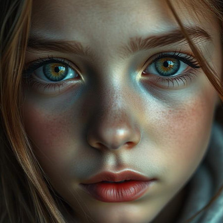 Portrait of a girl with blue eyes. 3d rendering.の素材