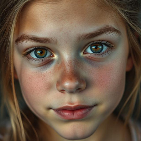 Portrait of beautiful little girl with blue eyes. 3d renderingの素材