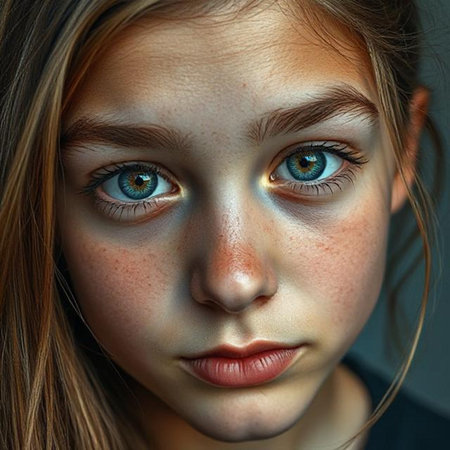 Portrait of a young girl with blue eyes. Close-up.の素材