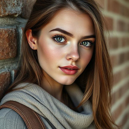 Close up portrait of beautiful young woman with bright make-up.の素材