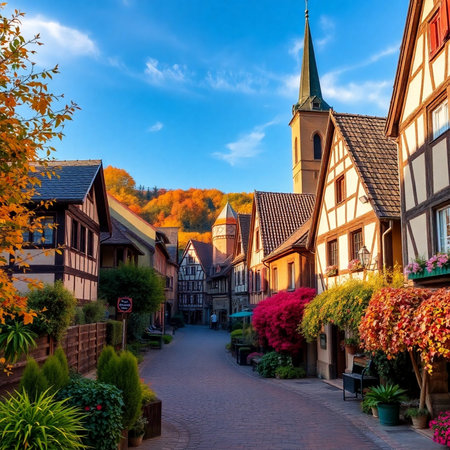 Colorful houses in the old town of Colmar, Alsace, Franceの素材