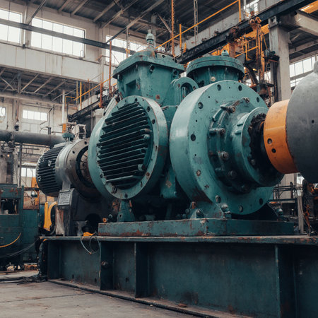 Industrial interior of a large industrial plant. Large industrial equipment.の素材