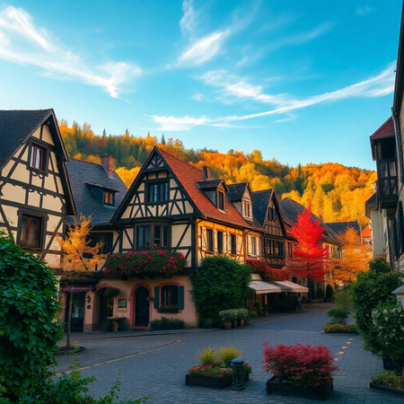 Colorful houses in the old town of Colmar, Alsace, Franceの素材
