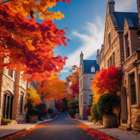 Beautiful fall colors in Boston, Massachusetts, USA. Fall season.の素材