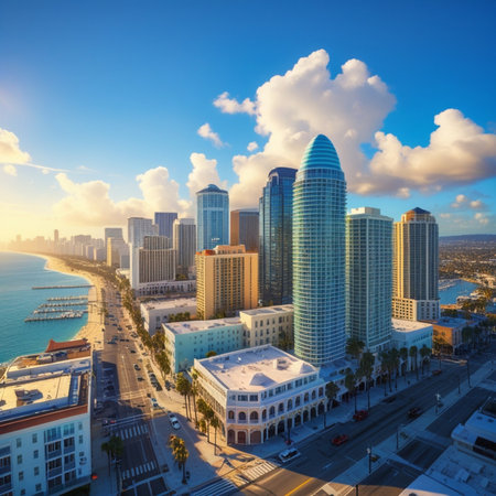 Aerial view of Downtown San Diego, California, United States.の素材