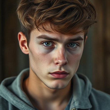 Portrait of a handsome young man. Men's beauty, fashion.の素材